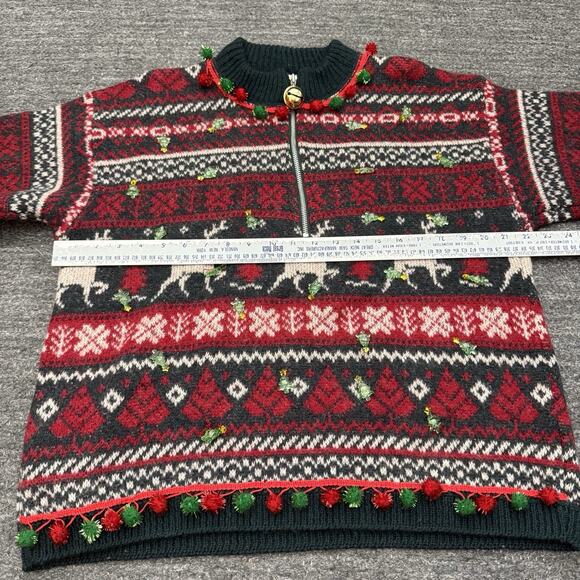 Vintage Alps Christmas Sweater Women Medium Reindeer Light Up Fair Isle Wool USA - Picture 6 of 13